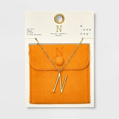 Gold Dipped Scattered Cubic Zirconia Initial Pendant Necklace - A New Day™ Gold 19 Gold Dipped Scattered Cubic Zirconia Initial Pendant Necklace - A New Day™ Gold - Image 17