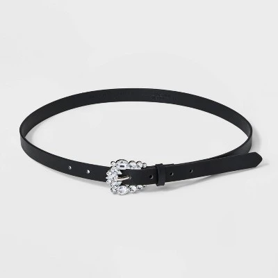 Women's Gemstone Skinny Belt - A New Day™ Black 3 Women's Gemstone Skinny Belt - A New Day™ Black