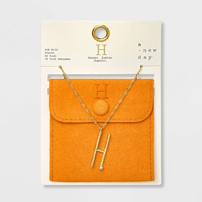 Gold Dipped Scattered Cubic Zirconia Initial Pendant Necklace - A New Day™ Gold 13 Gold Dipped Scattered Cubic Zirconia Initial Pendant Necklace - A New Day™ Gold - Image 11