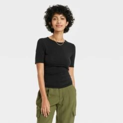 Women's Elbow Sleeve Slim Fit Crew Neck T-Shirt - A New Day™ -women fashion GUEST e5341373 fea0 4e69 a995 230cbc9ba00b