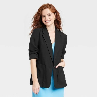 Women's Relaxed Fit Essential Blazer - A New Day™ Black 5 Women's Relaxed Fit Essential Blazer - A New Day™ Black - Image 3
