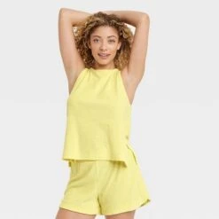 Women's Terry Tank Top - A New Day™ Yellow -women fashion GUEST ef13954e 83bd 4fe9 a63b 8d97d1a56b48