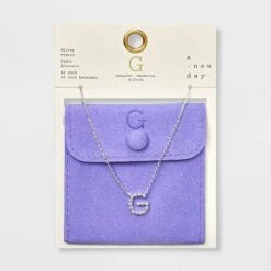 Silver Plated Cubic Zirconia Initial Pendant Necklace - A New Day™ Silver -women fashion GUEST efd8961d 02c9 4644 a7c5 a4a339bbeb71