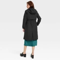 Women's Relaxed Fit Trench Rain Coat - A New Day⢠Black