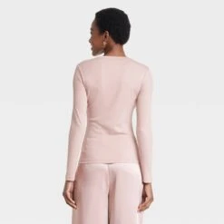 Women's Slim Fit Long Sleeve Ribbed Crewneck T-Shirt - A New Day™